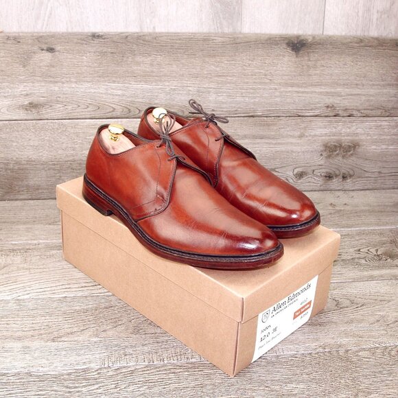 * worn 2x * Allen Edmonds JOMOC Blucher 12 EEE Wide Tan Saddle * add $15 Trees - Picture 12 of 13